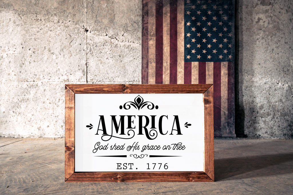 America God Shed His Grace Framed Sign