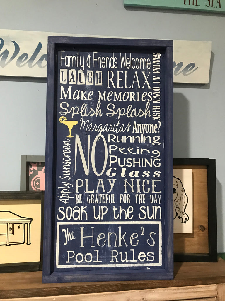 Pool Rules Framed Sign